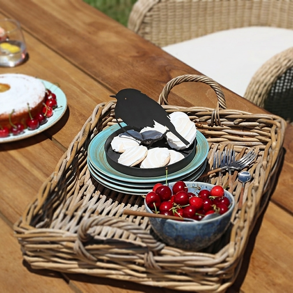 Rattan Tablett 2er Set