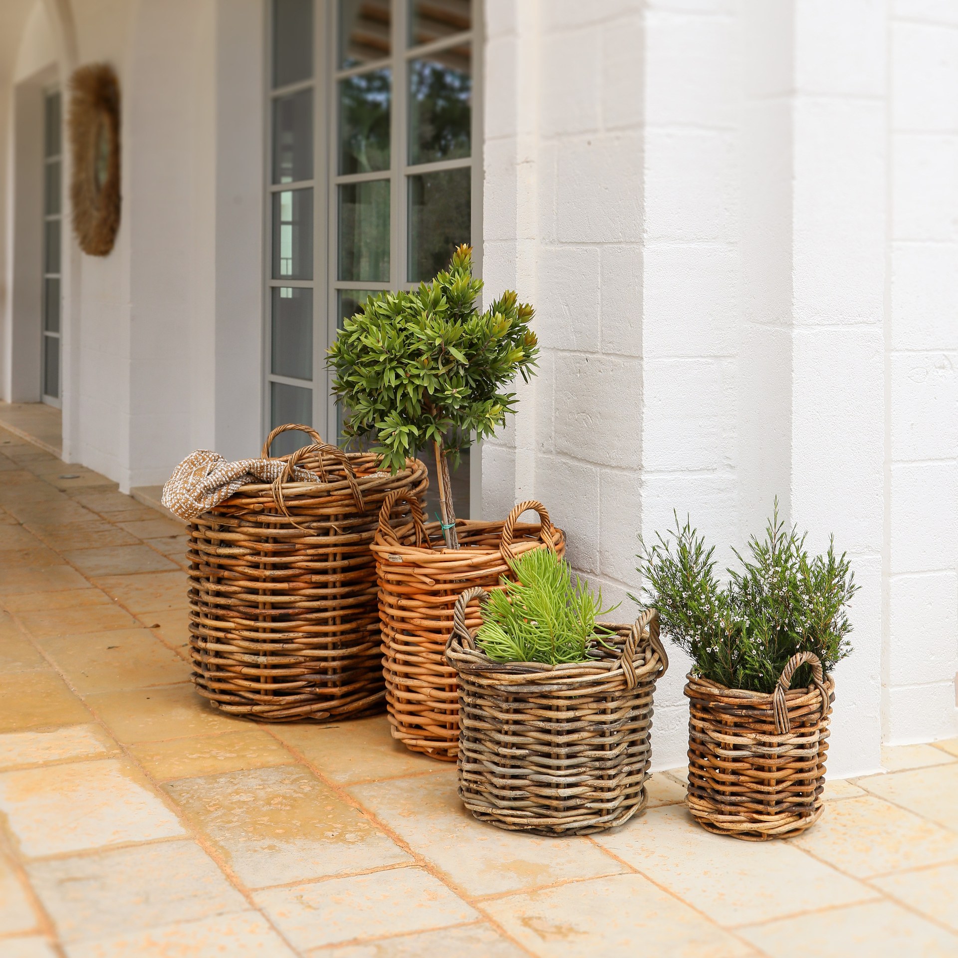 Rattan Korb Polut Henkel 2er Set