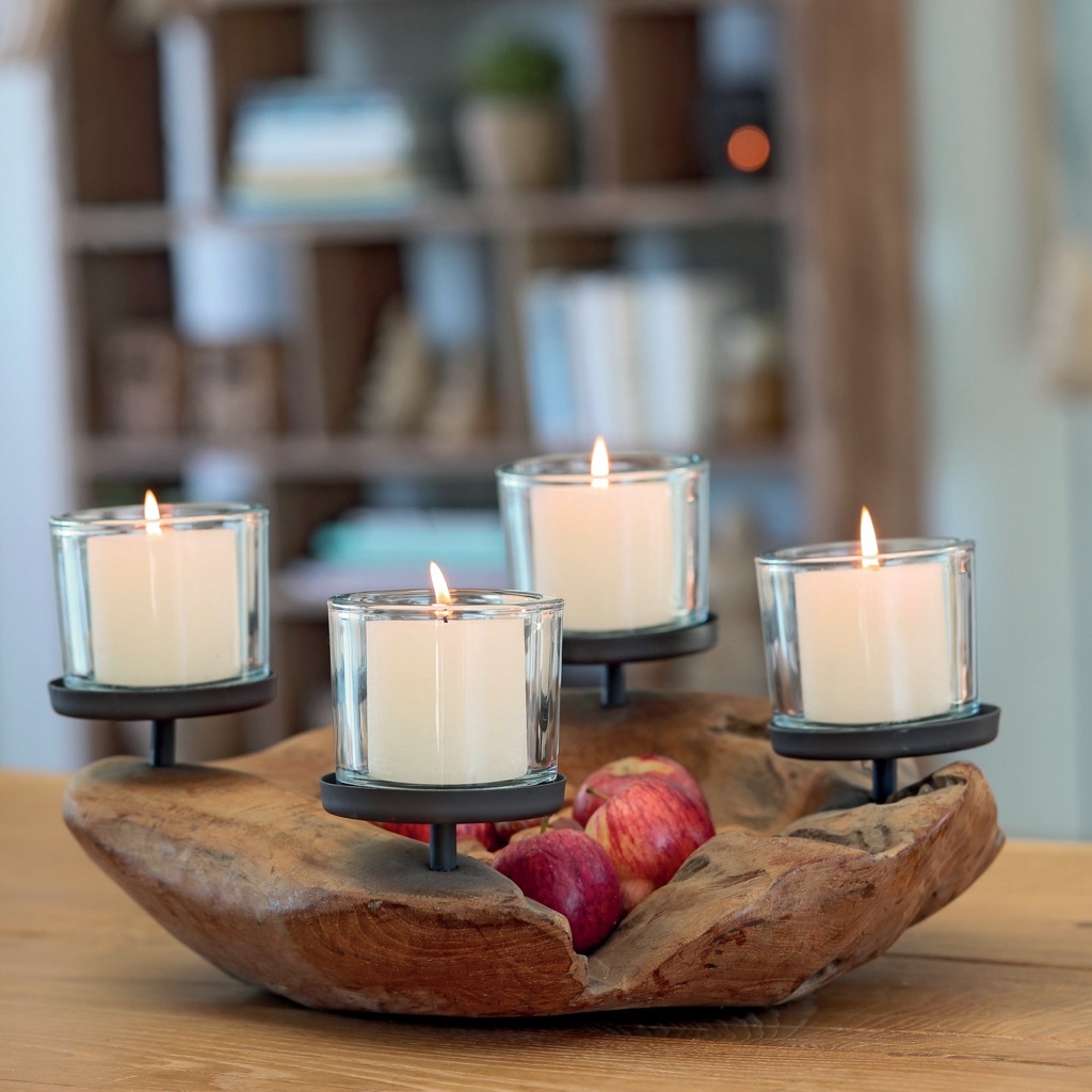 Schale Teak unfinish 4-flammig