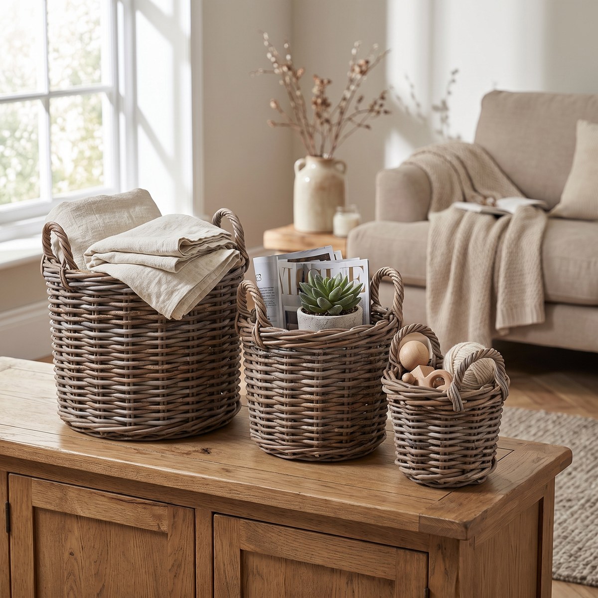 Rattan Korb Falk im 3er Set