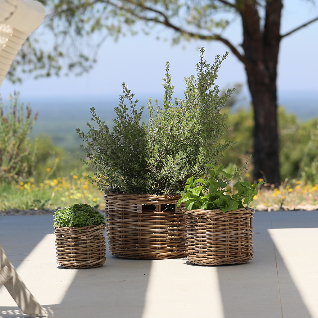 Rattan Korb Grey 3er Set